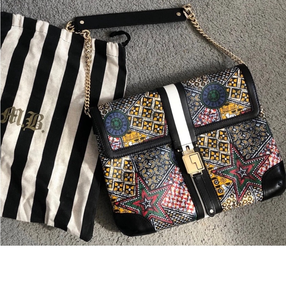 euc L.A.M.B. Gwen Stefani Fulani star ethnic design shoulder leather purse bag